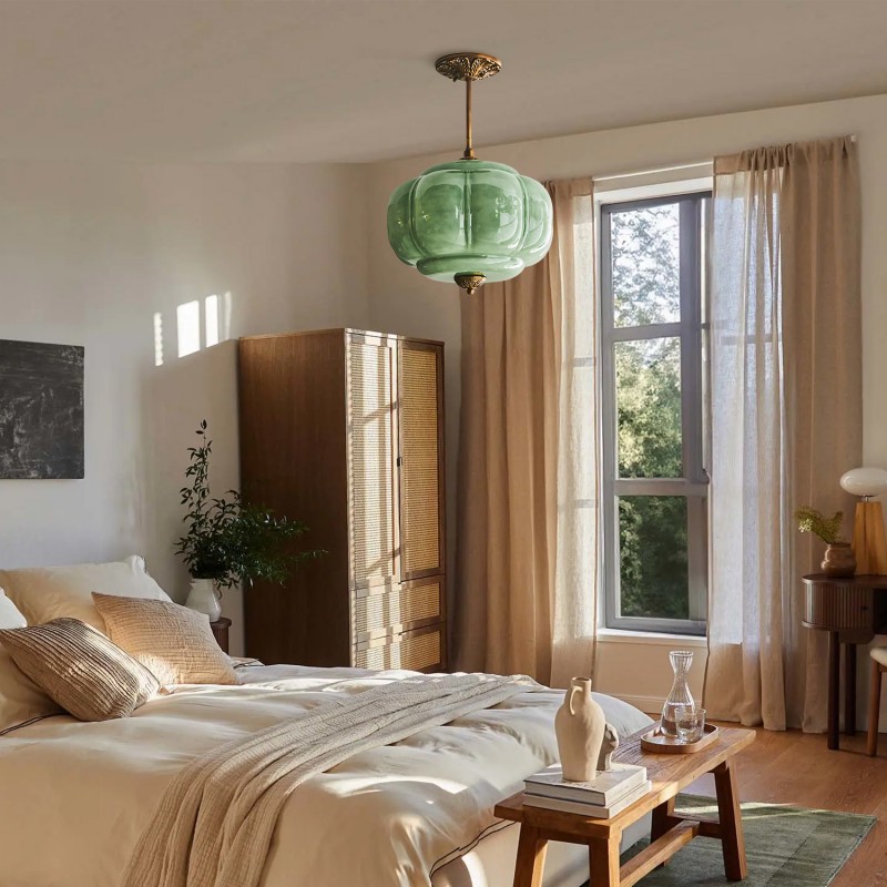 Elegant Eloise Scallop Milk Glass Semi-Flush Mount Ceiling Light - Vintage Brass Frame and Pumpkin Shape