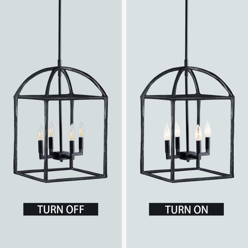 Burberry Industrial 4-Light Lantern Iron Pendant Light