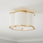 Thomas Minimalist Linen Flower Scallop Flush Mount Ceiling Light