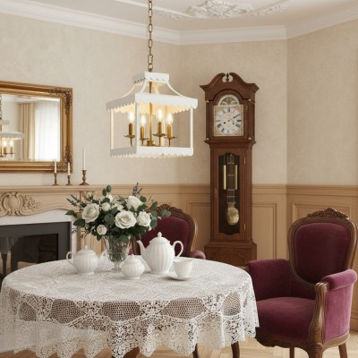 Molly French Vintage 4-Light Scalloped Lantern Chandelier