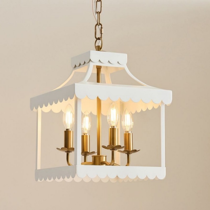 Molly French Vintage 4-Light Scalloped Lantern Chandelier