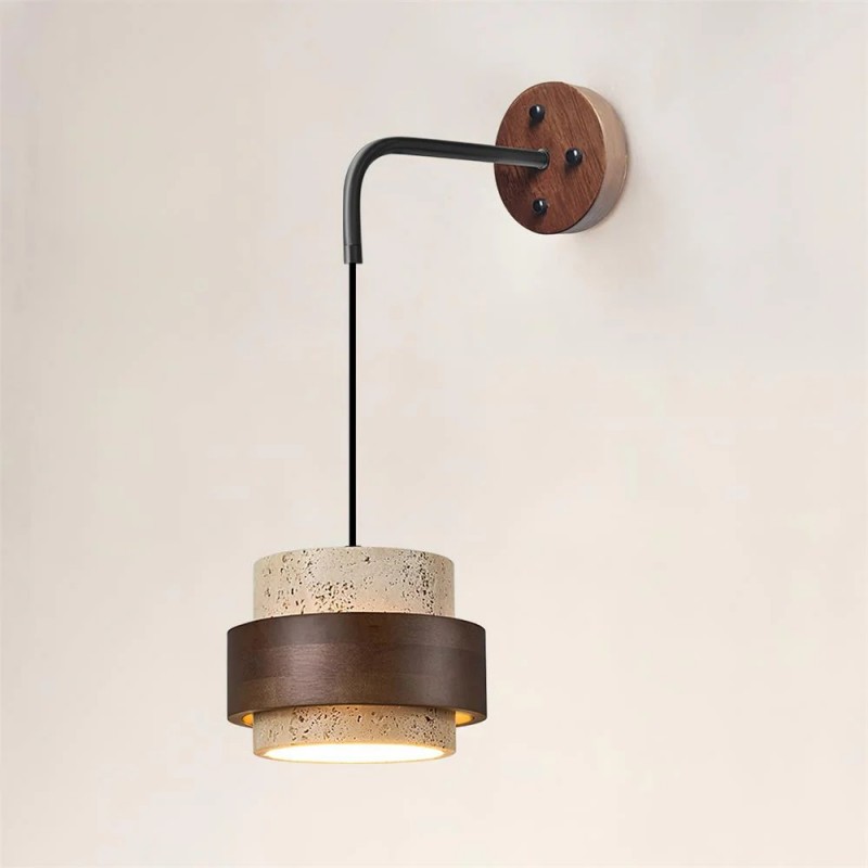 Timothy Wabi Sabi Natural Cylindrical Travertine Wall light