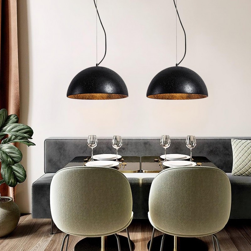 Quant Minimalist Natural Dome Yellow Travertine Pendant Light