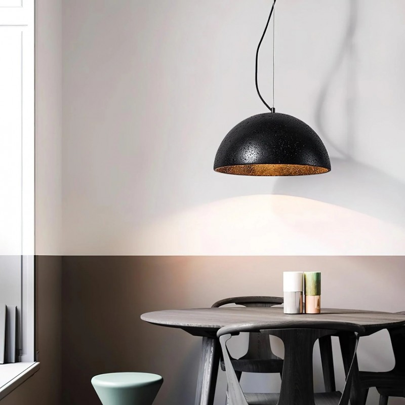 Quant Minimalist Natural Dome Yellow Travertine Pendant Light