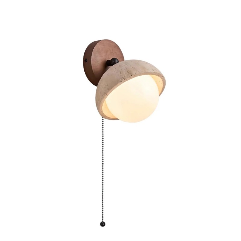 Hamnett Minimalist Natural Globe Travertine Wall Lamp
