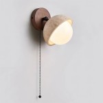 Hamnett Minimalist Natural Globe Travertine Wall Lamp