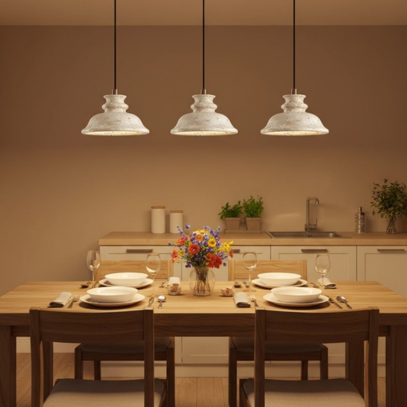 Jones Wabi Sabi Natural Sculpted Travertine Pendant Lamp