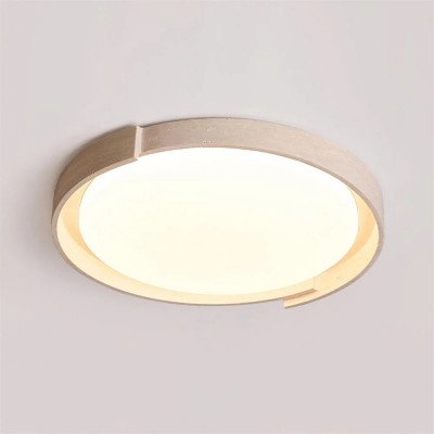 Jonathan Minimalist Round Travertine Stone Flush Mount Ceiling Light