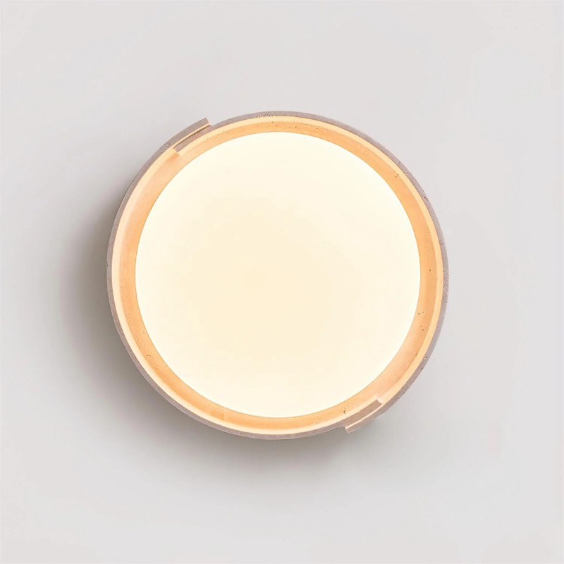 Jonathan Minimalist Round Travertine Stone Flush Mount Ceiling Light