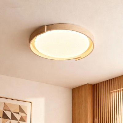 Jonathan Minimalist Round Travertine Stone Flush Mount Ceiling Light