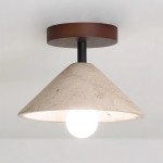 Katharine Minimalist Cone Shade Travertine Ceiling Lamp