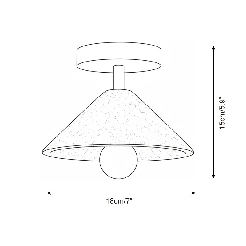 Katharine Minimalist Cone Shade Travertine Ceiling Lamp