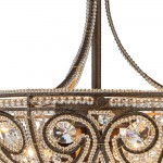 Ive Vintage Bronze Bowl 3-Light Crystal Semi Flush Ceiling Light