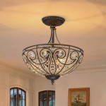 Kim Rustic Bronze 4-Light Crystal Semi-Flush Mount Ceiling Light