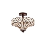 Kim Rustic Bronze 4-Light Crystal Semi-Flush Mount Ceiling Light