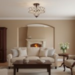 Kim Rustic Bronze 4-Light Crystal Semi-Flush Mount Ceiling Light