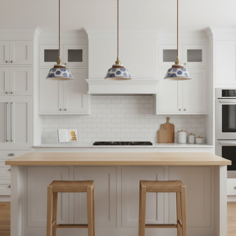 Hussein Vintage Hand-painted Ceramic Pendant Light