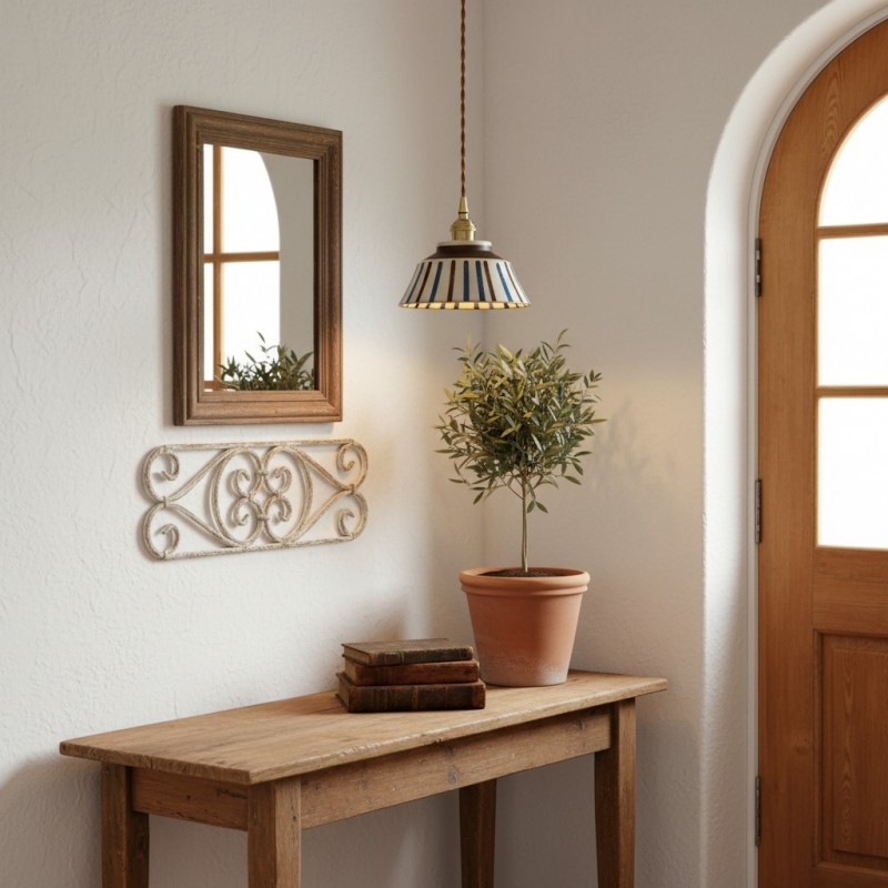 Hussein Vintage Hand-painted Ceramic Pendant Light