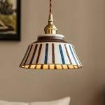 Hussein Vintage Hand-painted Ceramic Pendant Light