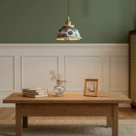 Hussein Vintage Hand-painted Ceramic Pendant Light