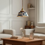 Hussein Vintage Hand-painted Ceramic Pendant Light