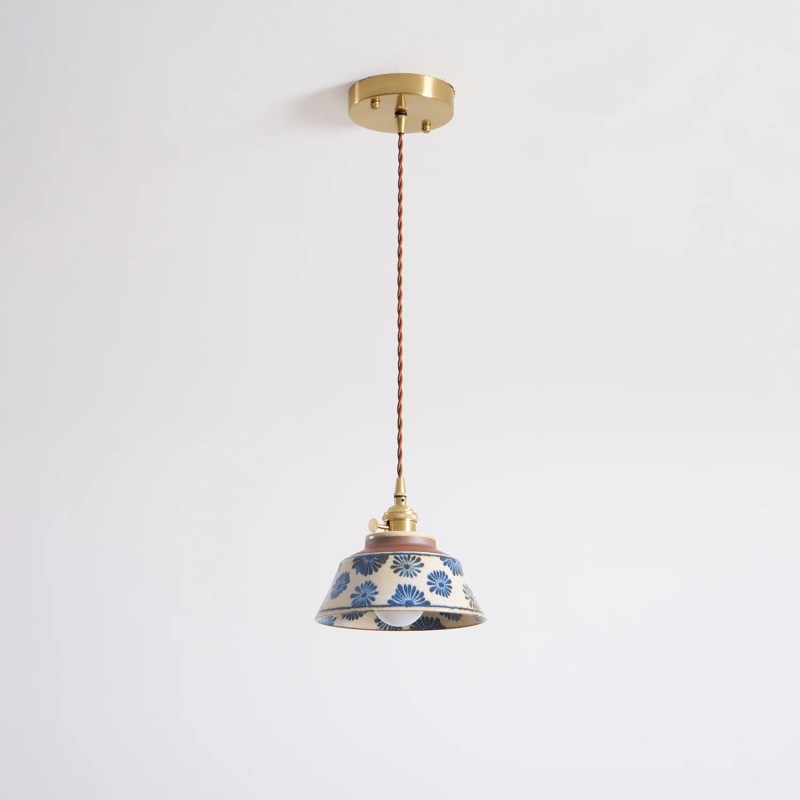 Hussein Vintage Hand-painted Ceramic Pendant Light