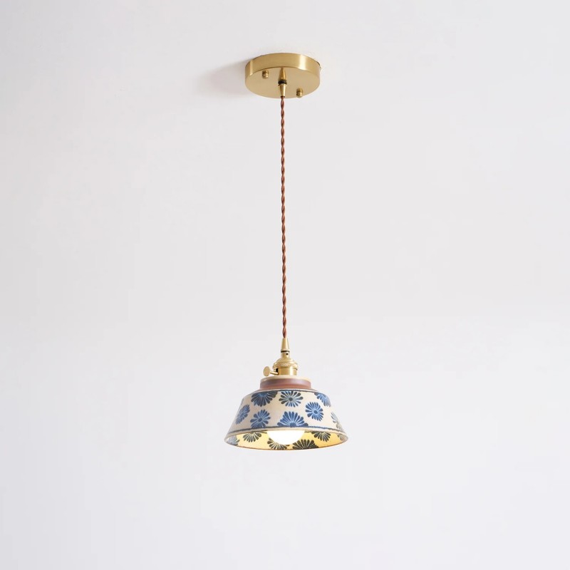 Hussein Vintage Hand-painted Ceramic Pendant Light