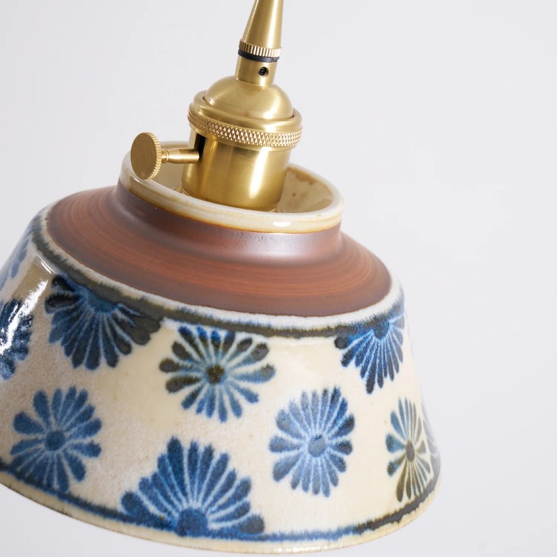 Hussein Vintage Hand-painted Ceramic Pendant Light