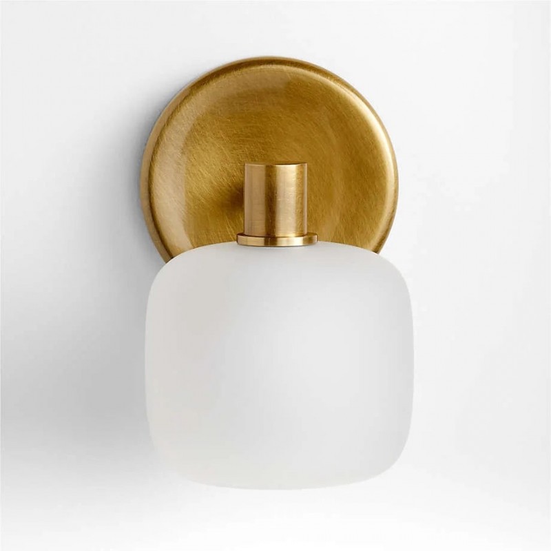Fidelia Farmhouse Brass Cylinder Glass Wall Sconce