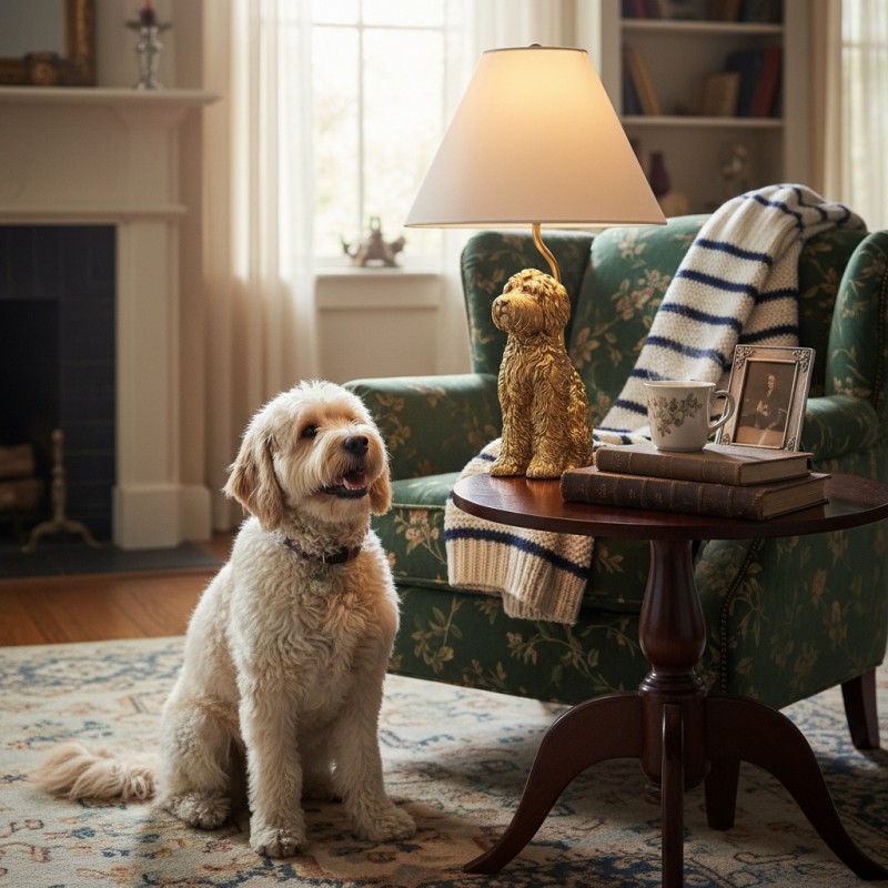 Aurea Unique Animal Table Lamp - Dog Sculptural Accent Lighting for Bedroom & Living Room