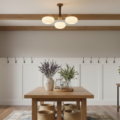 Obsidian Modern Bubble Brass Glass Persimmon Chandelier