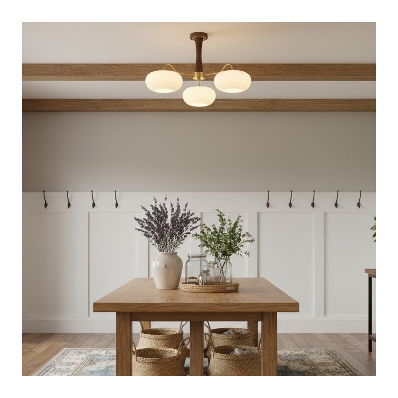 Obsidian Modern Bubble Brass Glass Persimmon Chandelier