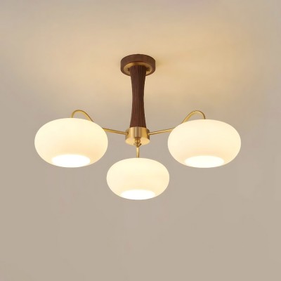 Obsidian Modern Bubble Brass Glass Persimmon Chandelier