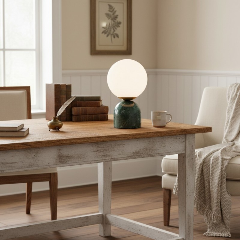 Aalia Nordic Small Marble Glass Orb Table Lamp