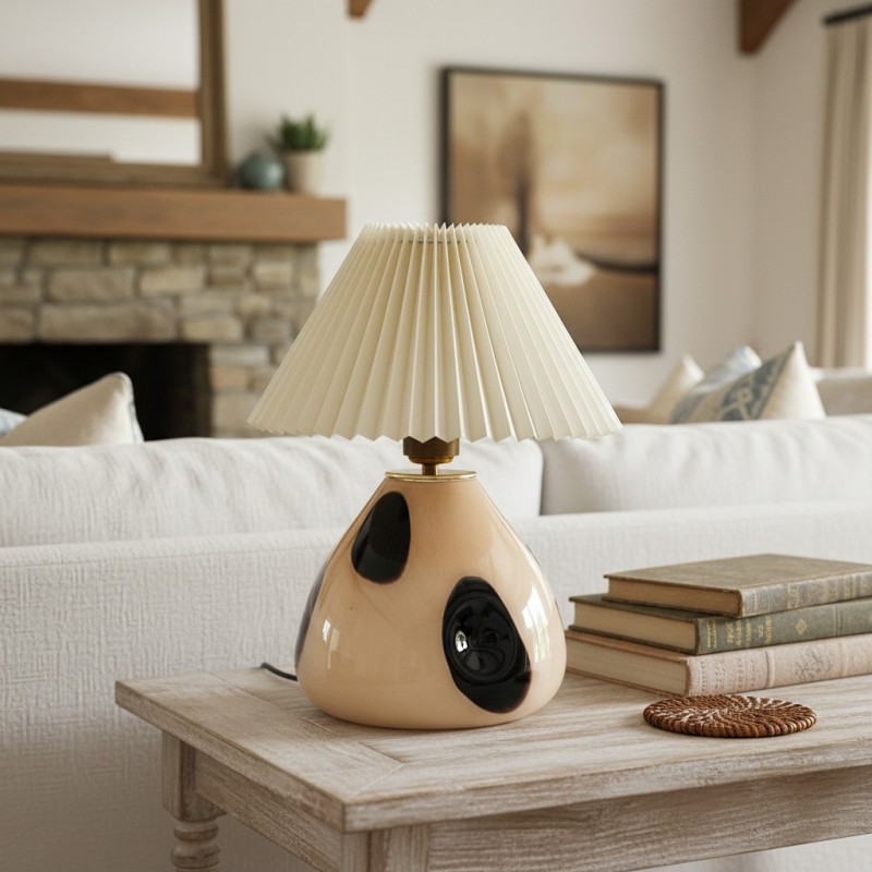 Solivian Vintage Pleated Cavolo Ceramic Table Lamp