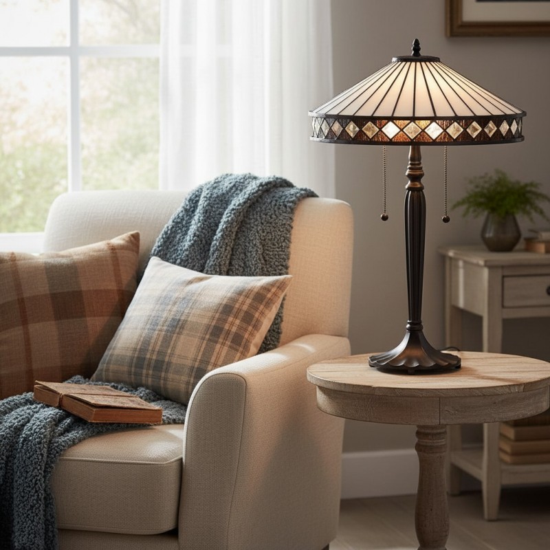 Zephira Tiffany White Glass Table Lamp