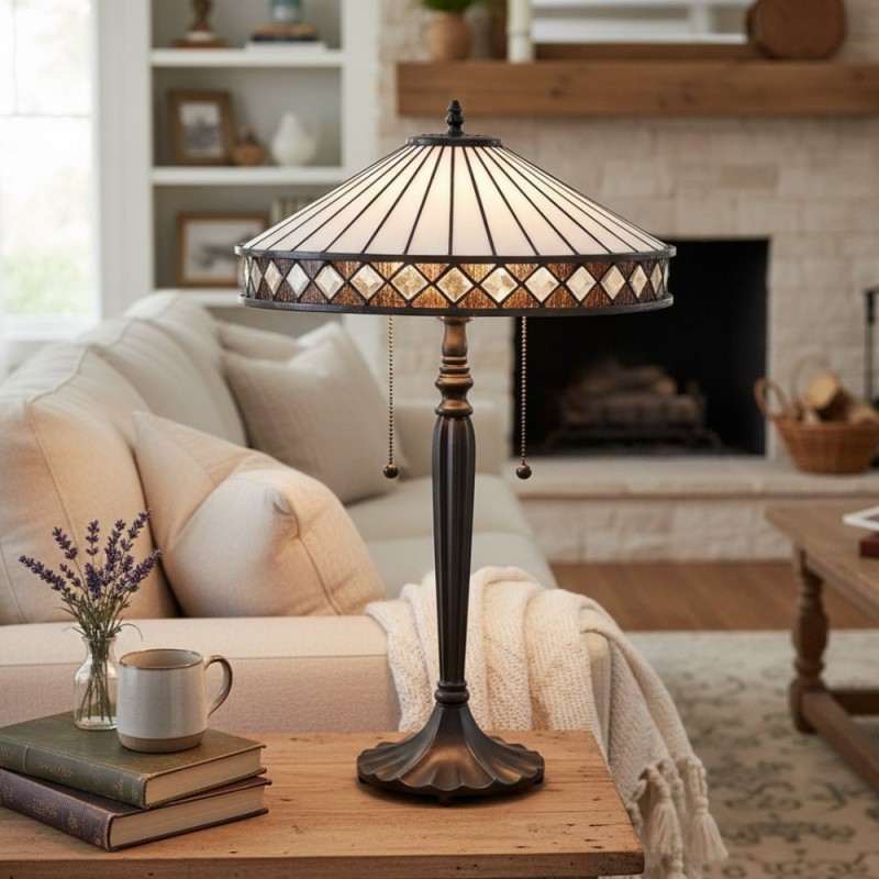 Zephira Tiffany White Glass Table Lamp