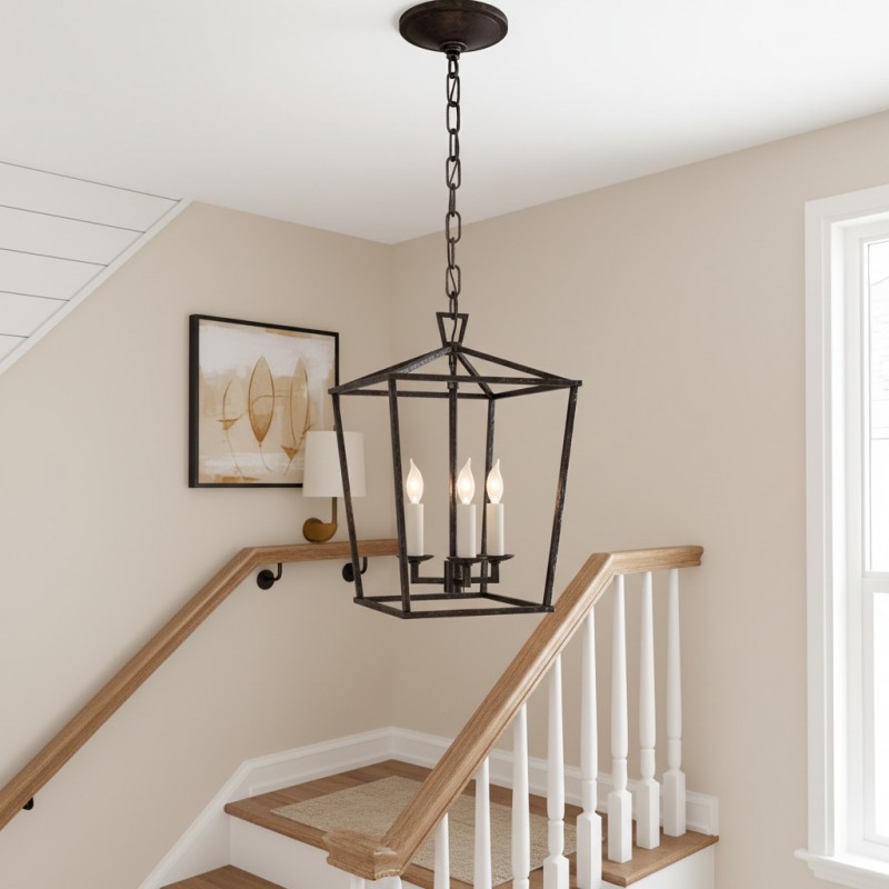 Aria Farmhouse Wrought Iron Lantern Chandelier Light