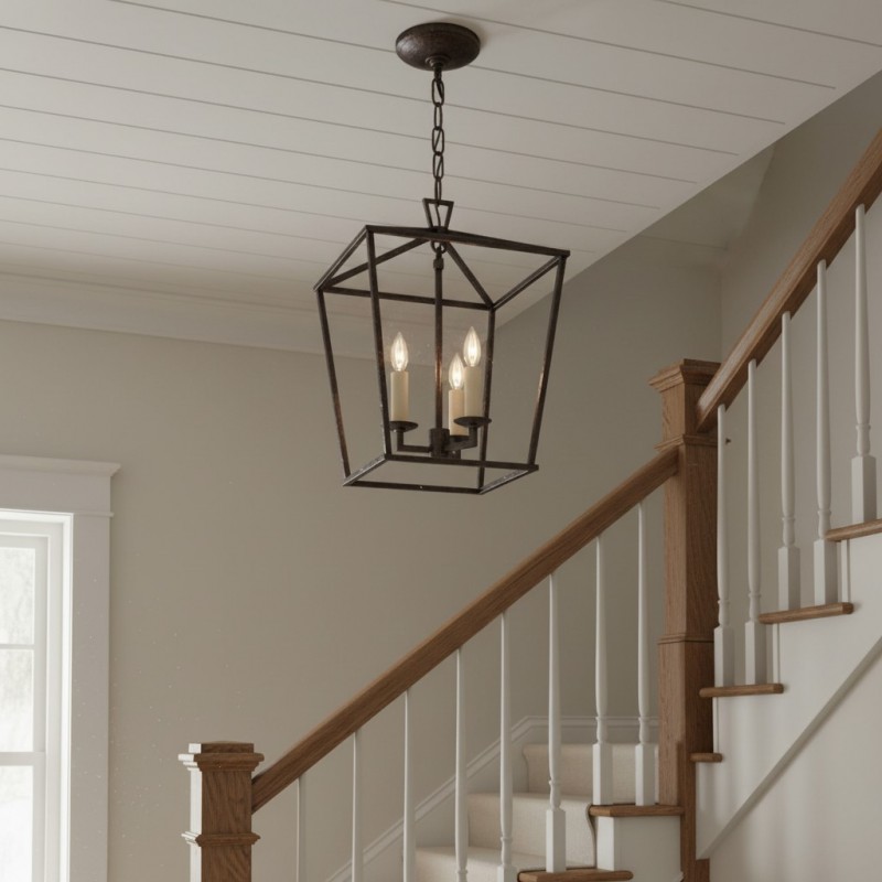 Aria Farmhouse Wrought Iron Lantern Chandelier Light
