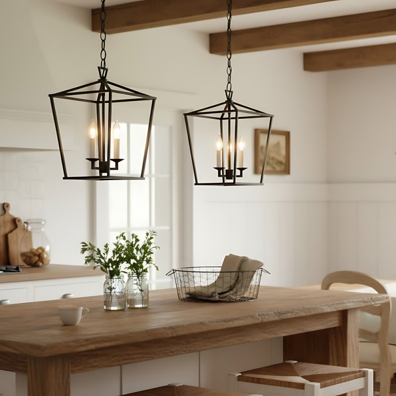 Aria Farmhouse Wrought Iron Lantern Chandelier Light