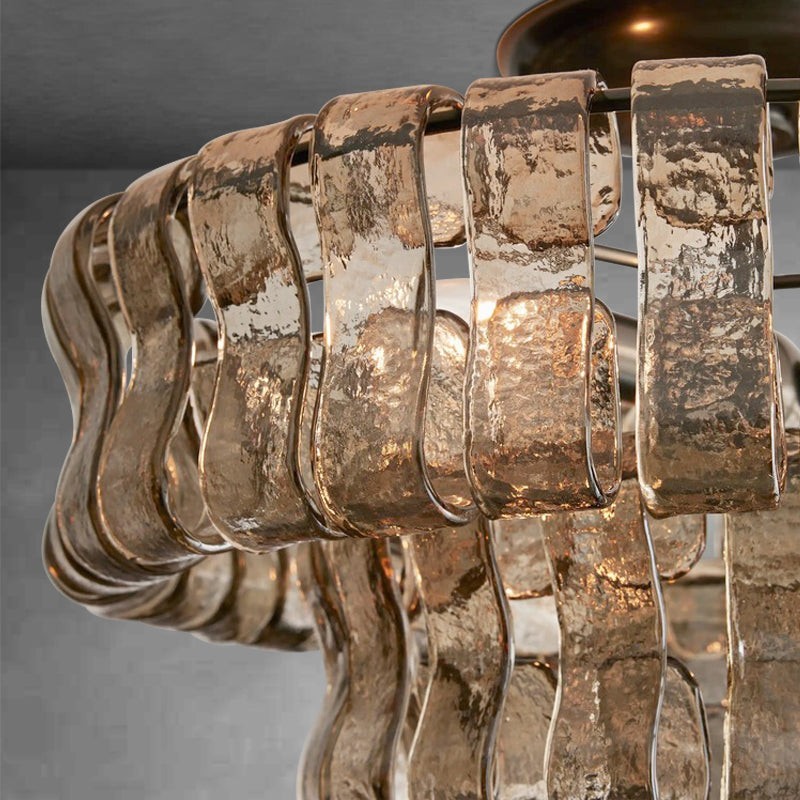 Giha Modern Double-Layer Curved Glass Chandelier