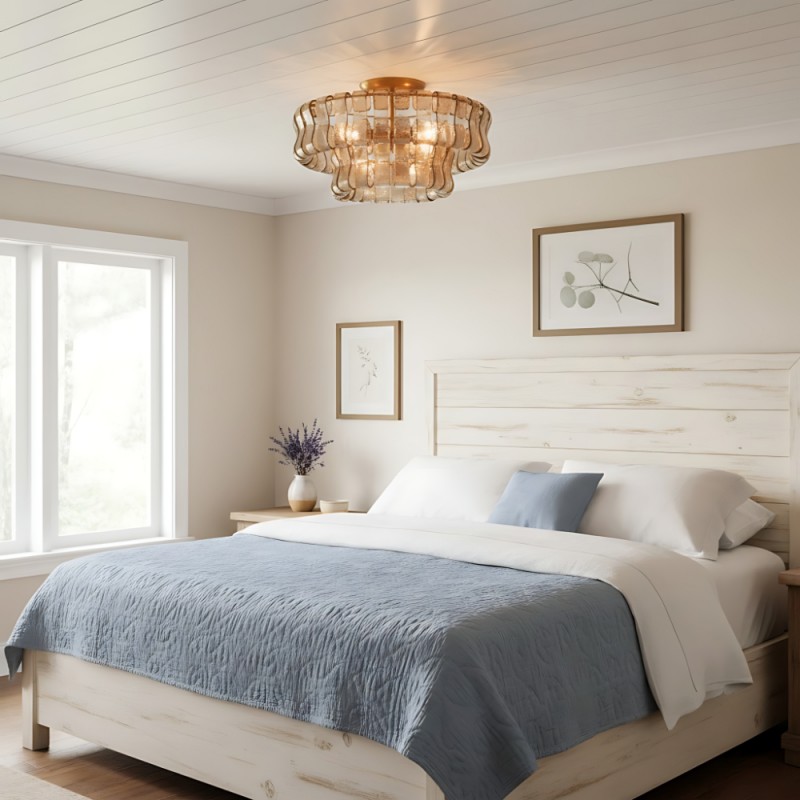 Giha Modern Double-Layer Curved Glass Chandelier