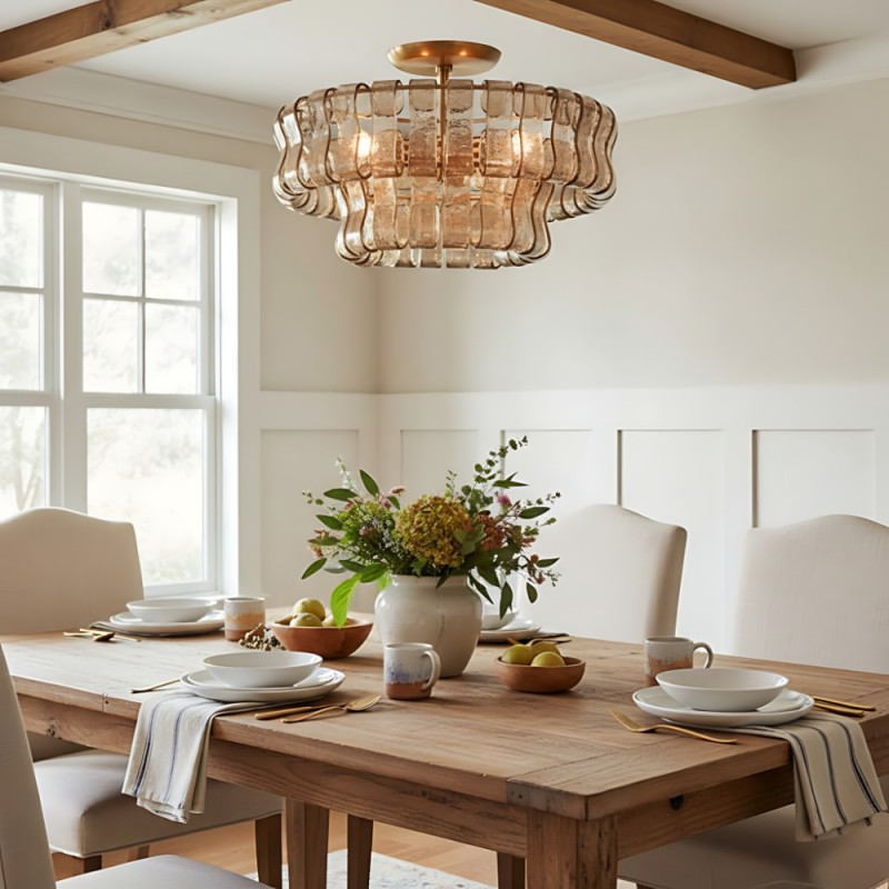 Giha Modern Double-Layer Curved Glass Chandelier