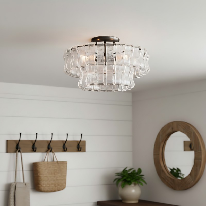 Giha Modern Double-Layer Curved Glass Chandelier