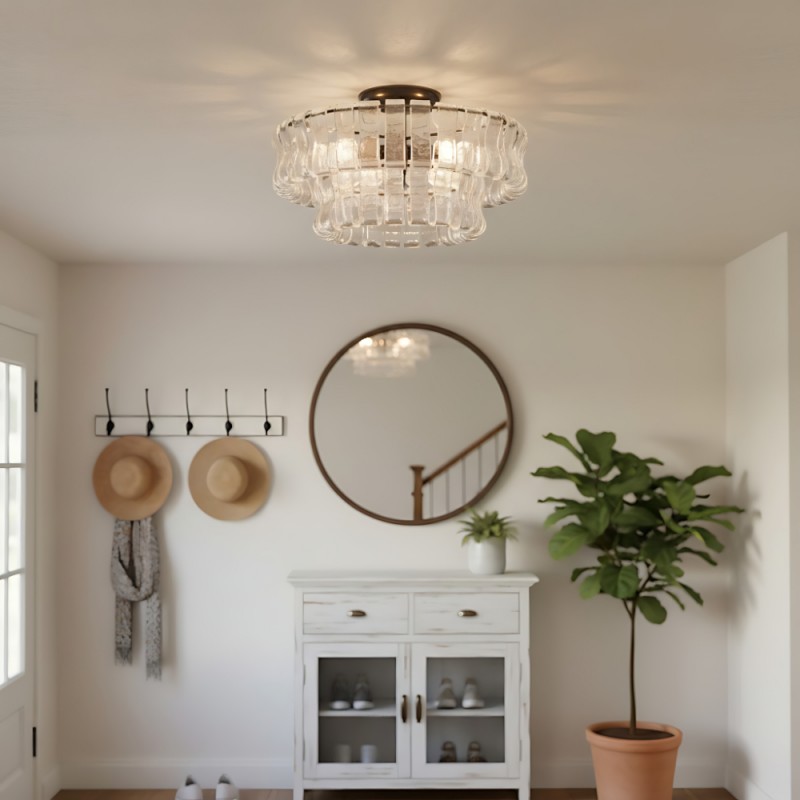 Giha Modern Double-Layer Curved Glass Chandelier