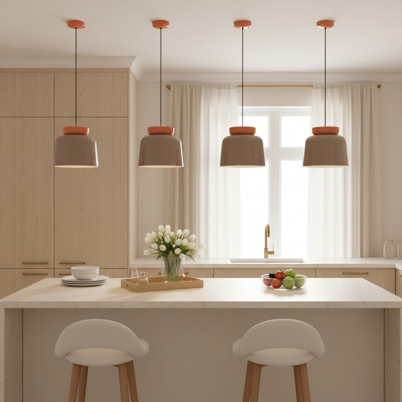 Smith Modern Nordic Bauhaus Macarons Bowl Shade Ceramic Pendant Light