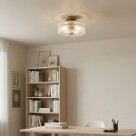 Willa Rustic Round Ribbed Glass Ceiling Light