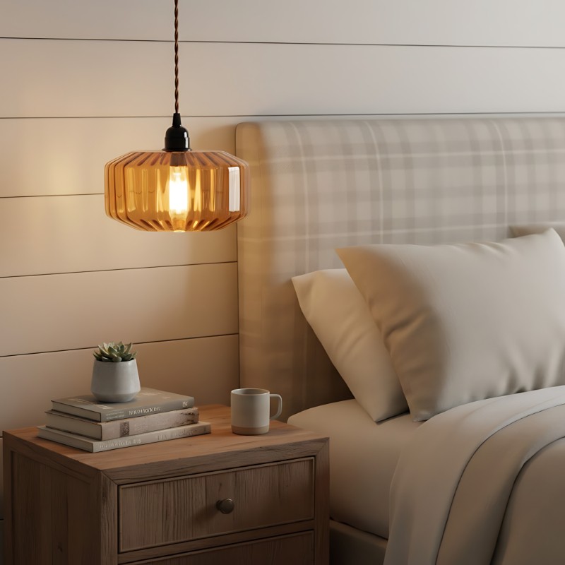 Ivan Vintage Handmade Striped Glass Pendant Light