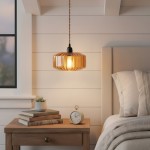 Ivan Vintage Handmade Striped Glass Pendant Light
