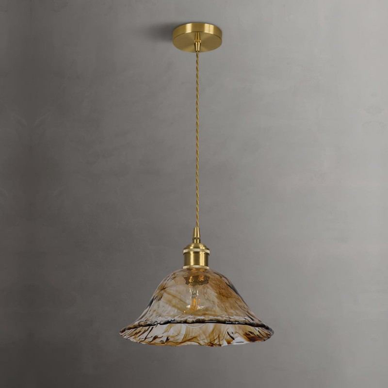 Nyxalis Vintage Brass Glass Pendant Light